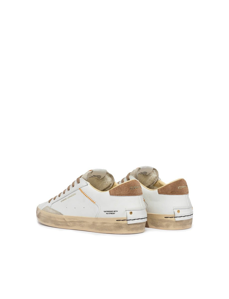 sneakers distressed low bianco nocciola - crime - sneaker