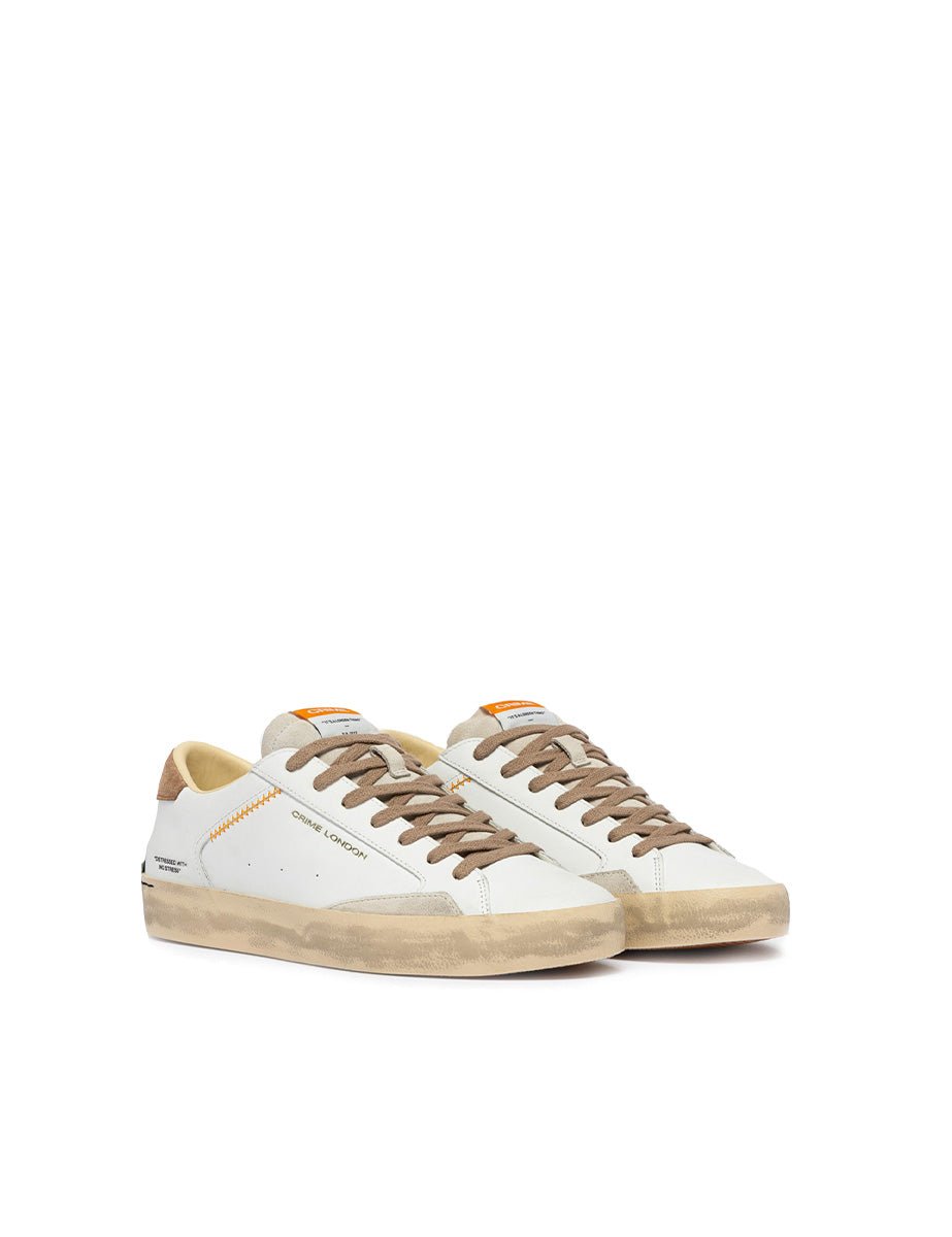 sneakers distressed low bianco nocciola - crime - sneaker