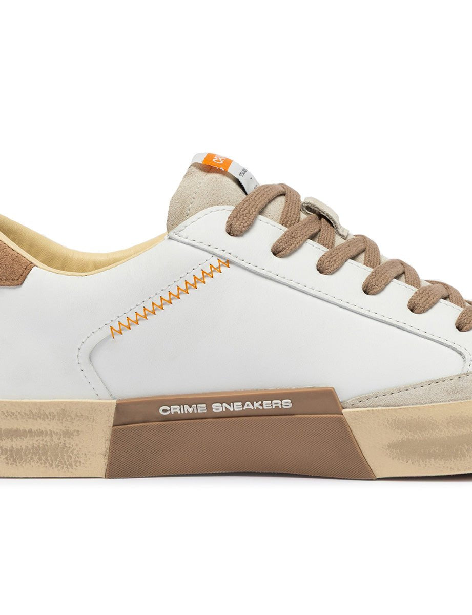sneakers distressed low bianco nocciola - crime - sneaker