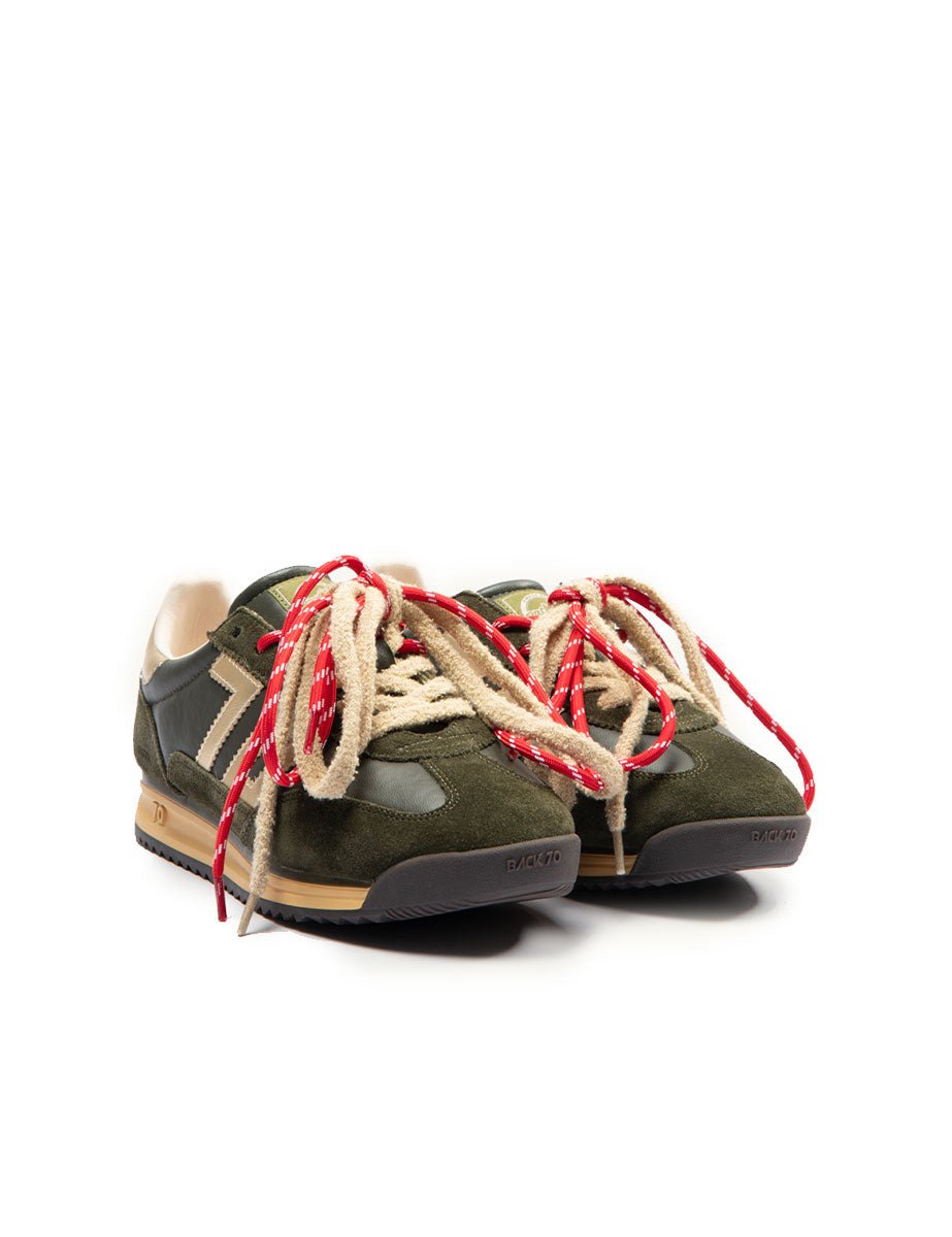 sneakers jogger pelle scamosciata verde foresta oro - back 70 - sneaker