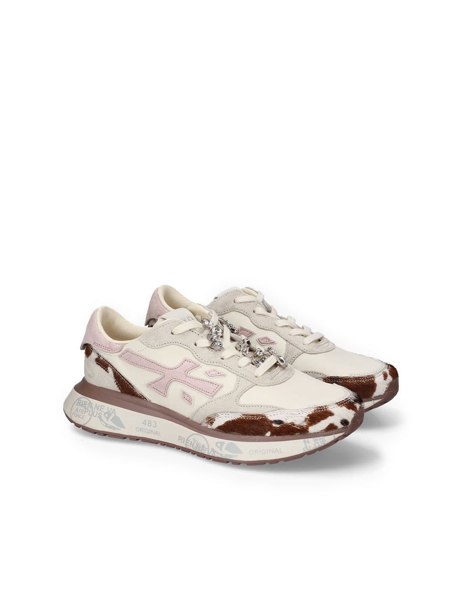 sneakers lauryn 8456K stampa mucca - white premiata - sneaker