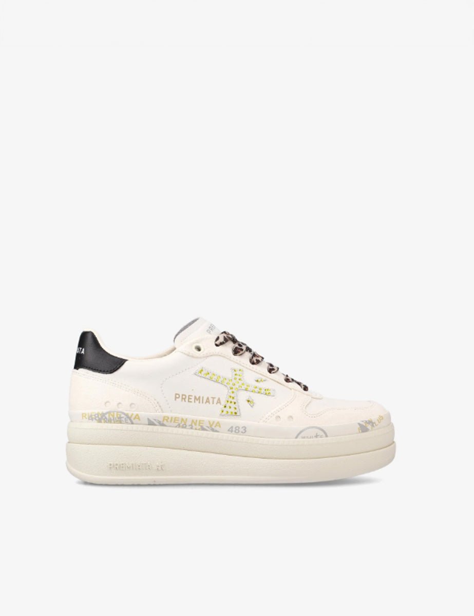 sneakers micol pelle bianco nero - white premiata - sneaker