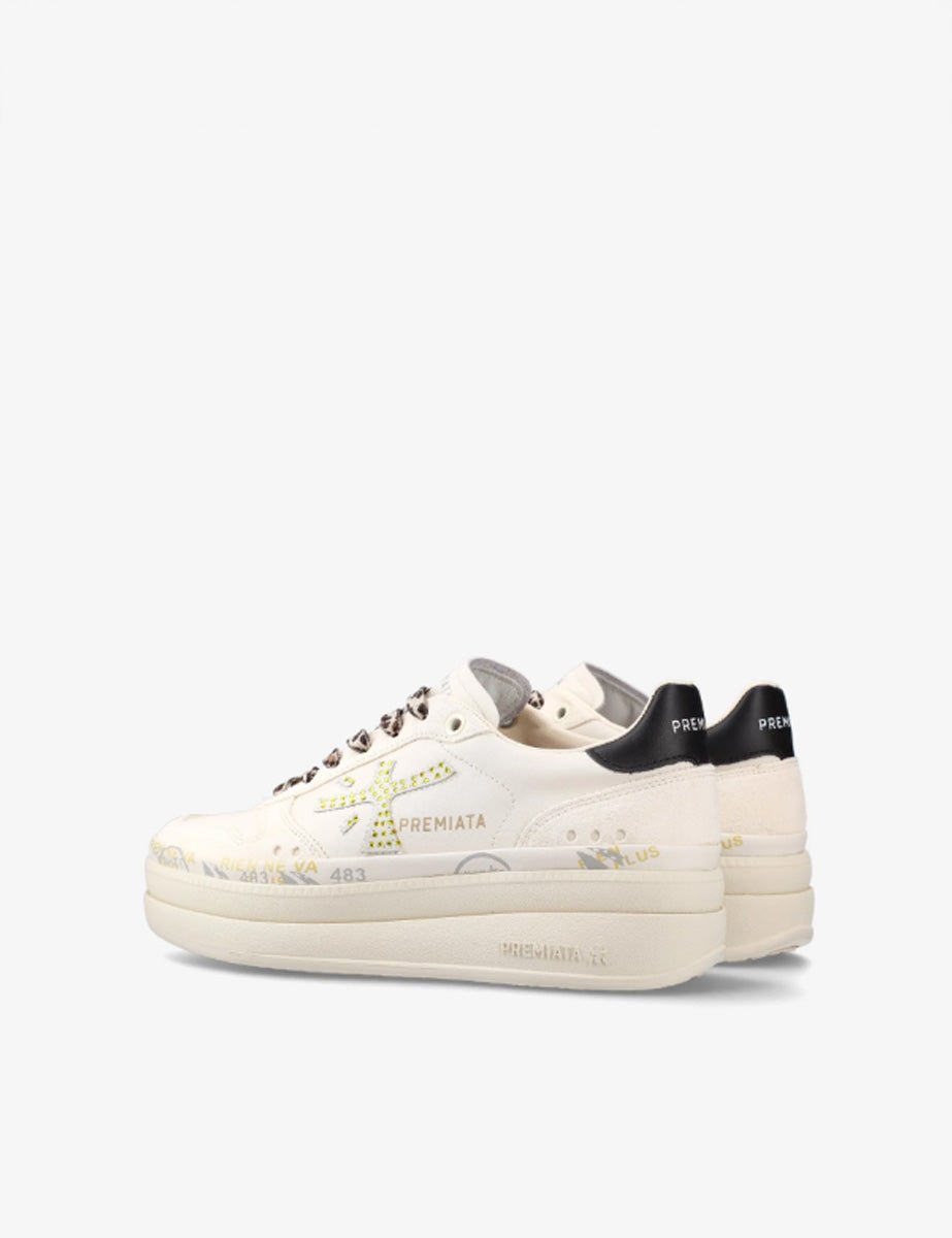 sneakers micol pelle bianco nero - white premiata - sneaker