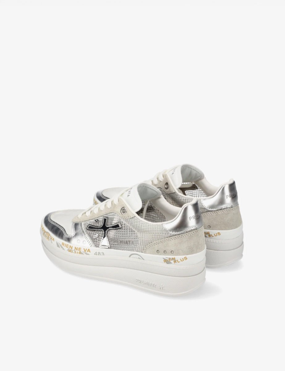sneakers micol pelle forata argento - white premiata - sneaker