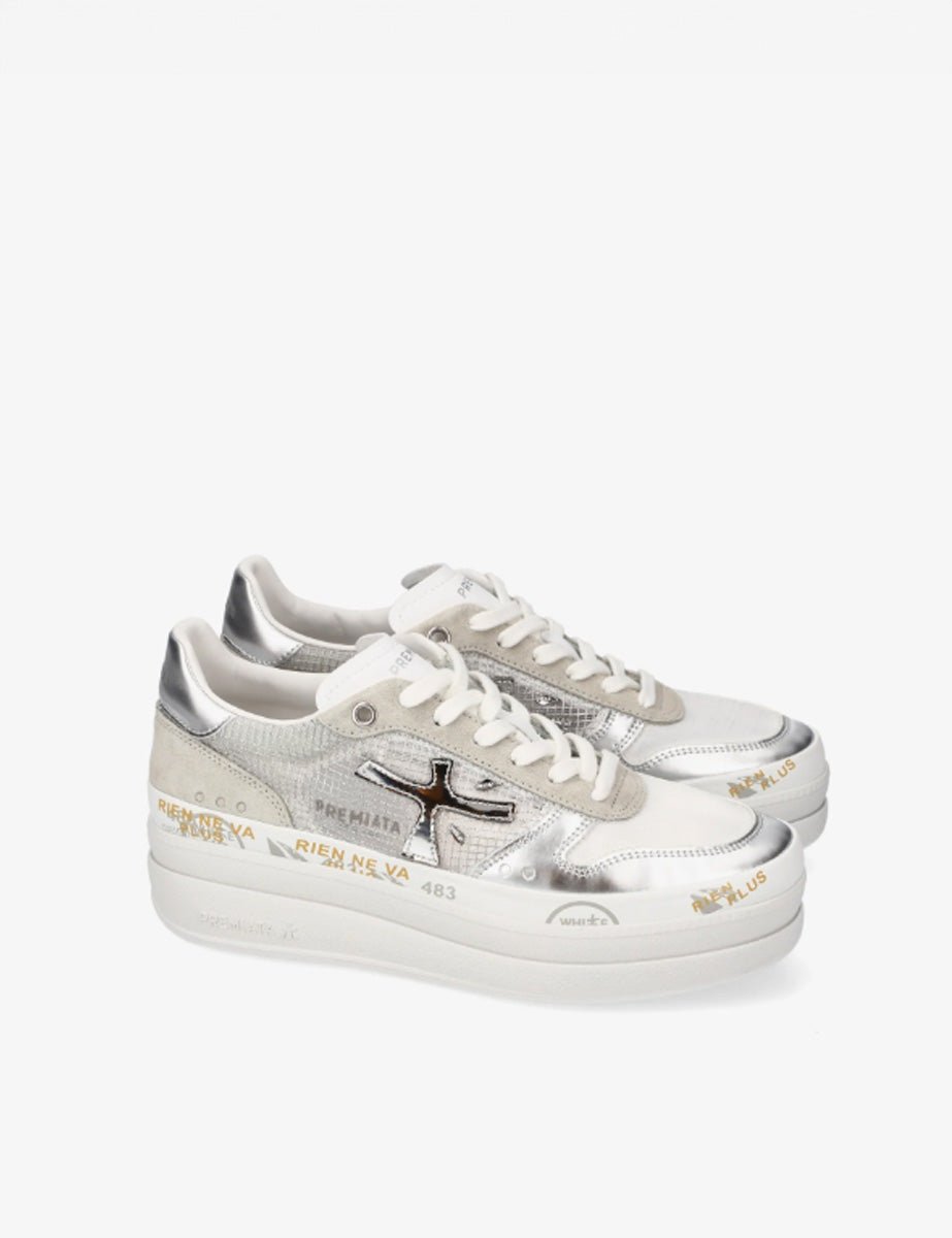 sneakers micol pelle forata argento - white premiata - sneaker