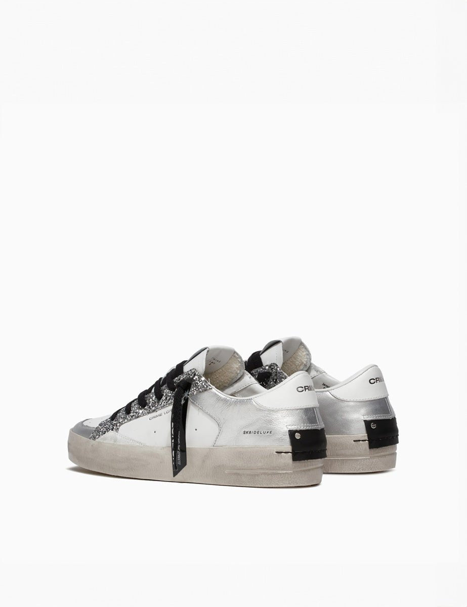 sneakers skate deluxe bianco silver - crime - sneaker
