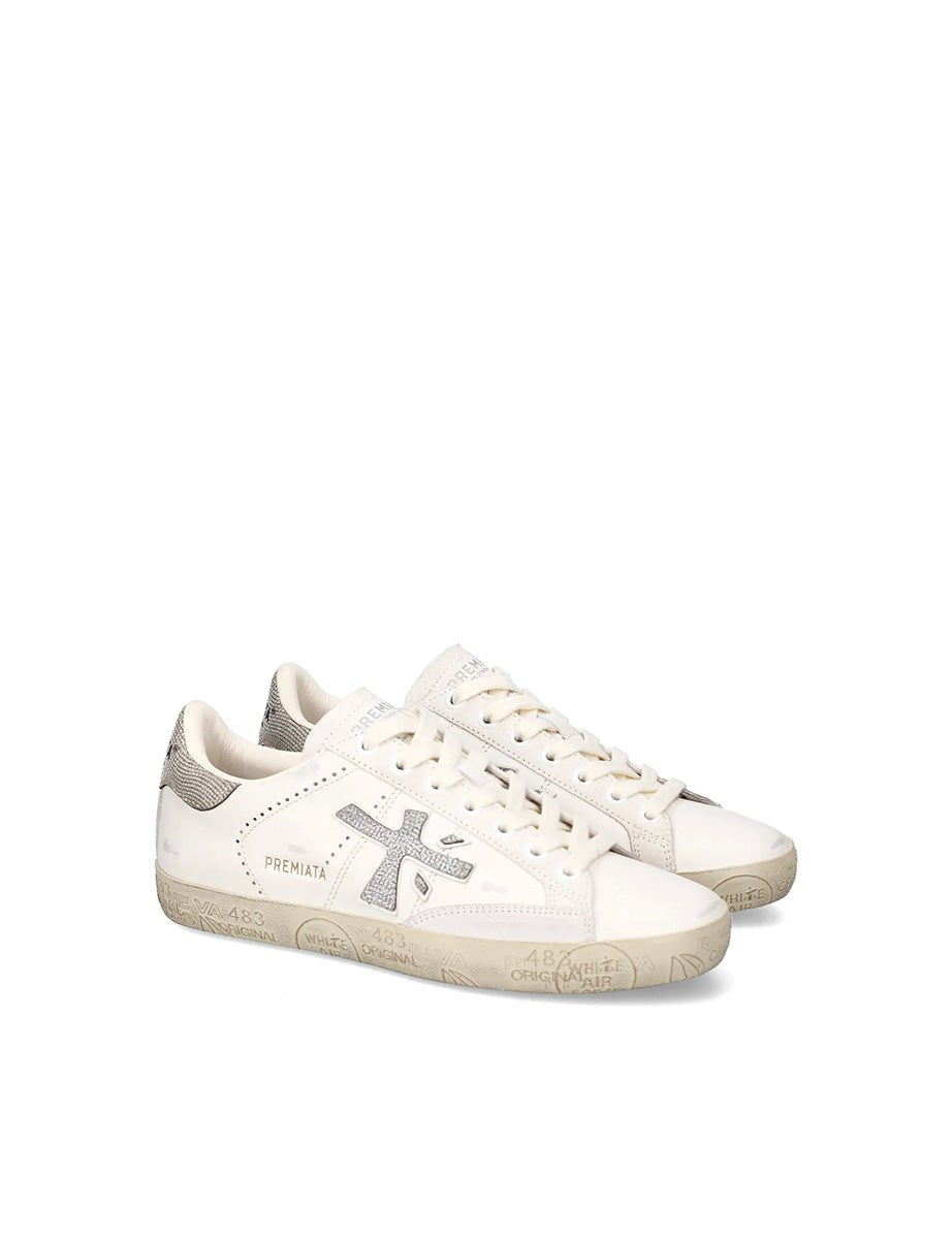 sneakers steven laminato bianco argento - white premiata - sneaker