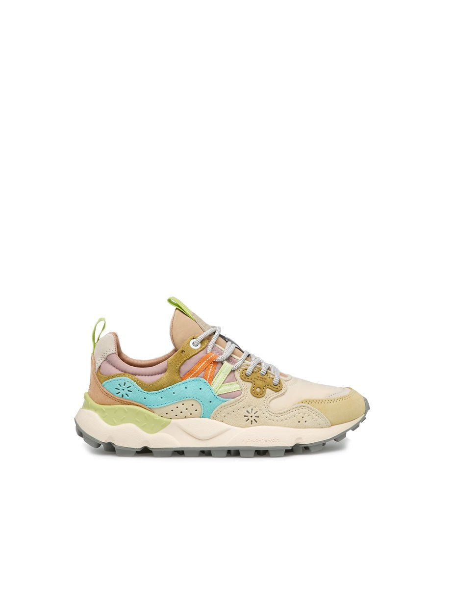 sneakers yamano 3 suede nylon cream milk light blue - flower mountain - sneaker