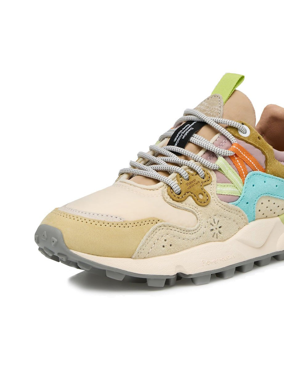 sneakers yamano 3 suede nylon cream milk light blue - flower mountain - sneaker