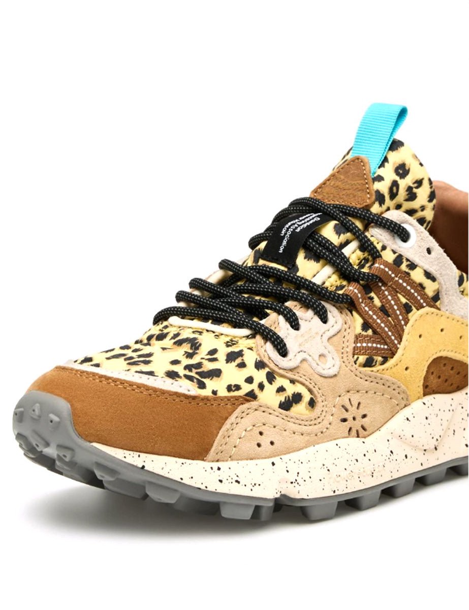 sneakers yamano suede print leo brown taupe - flower mountain - sneaker