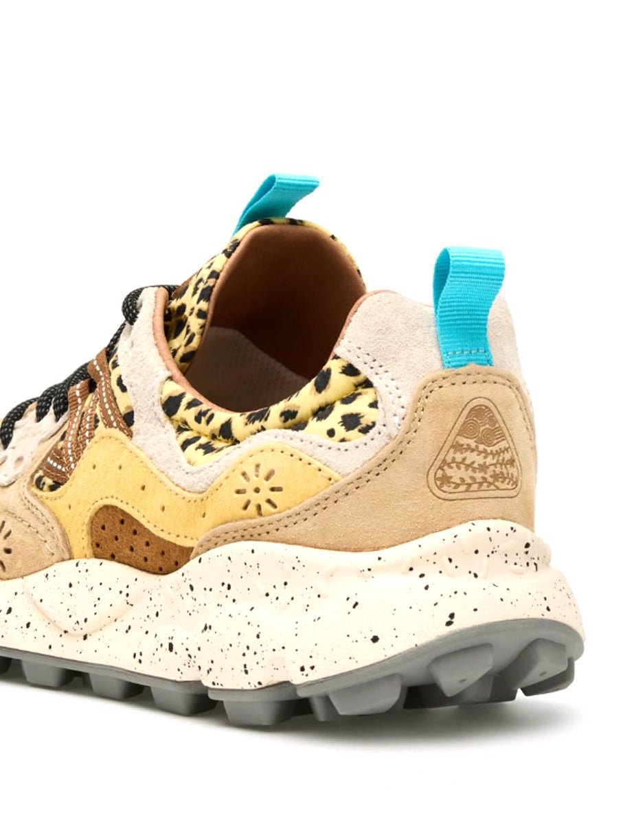 sneakers yamano suede print leo brown taupe - flower mountain - sneaker