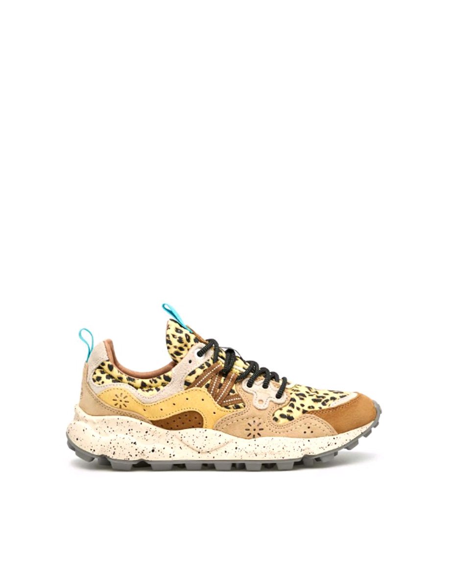 sneakers yamano suede print leo brown taupe - flower mountain - sneaker