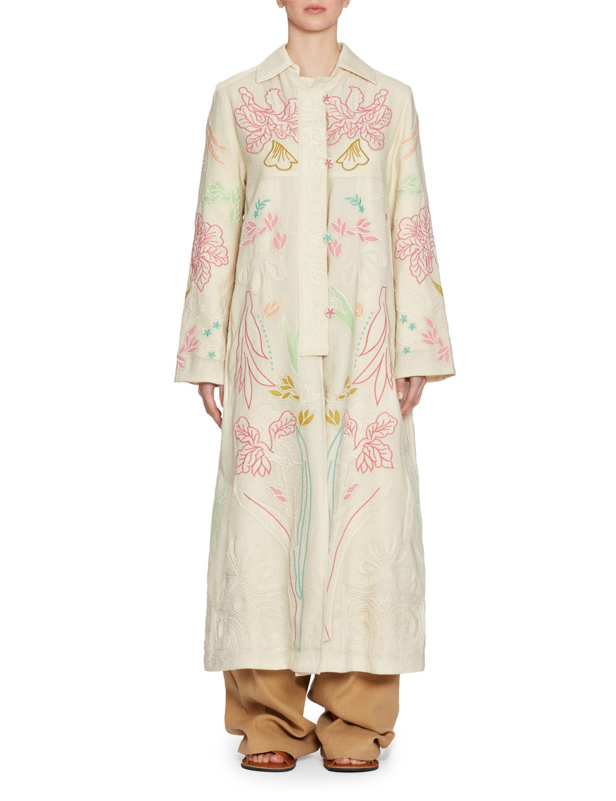 spolverino ricamo floreale rainbow - forte forte - cappotto