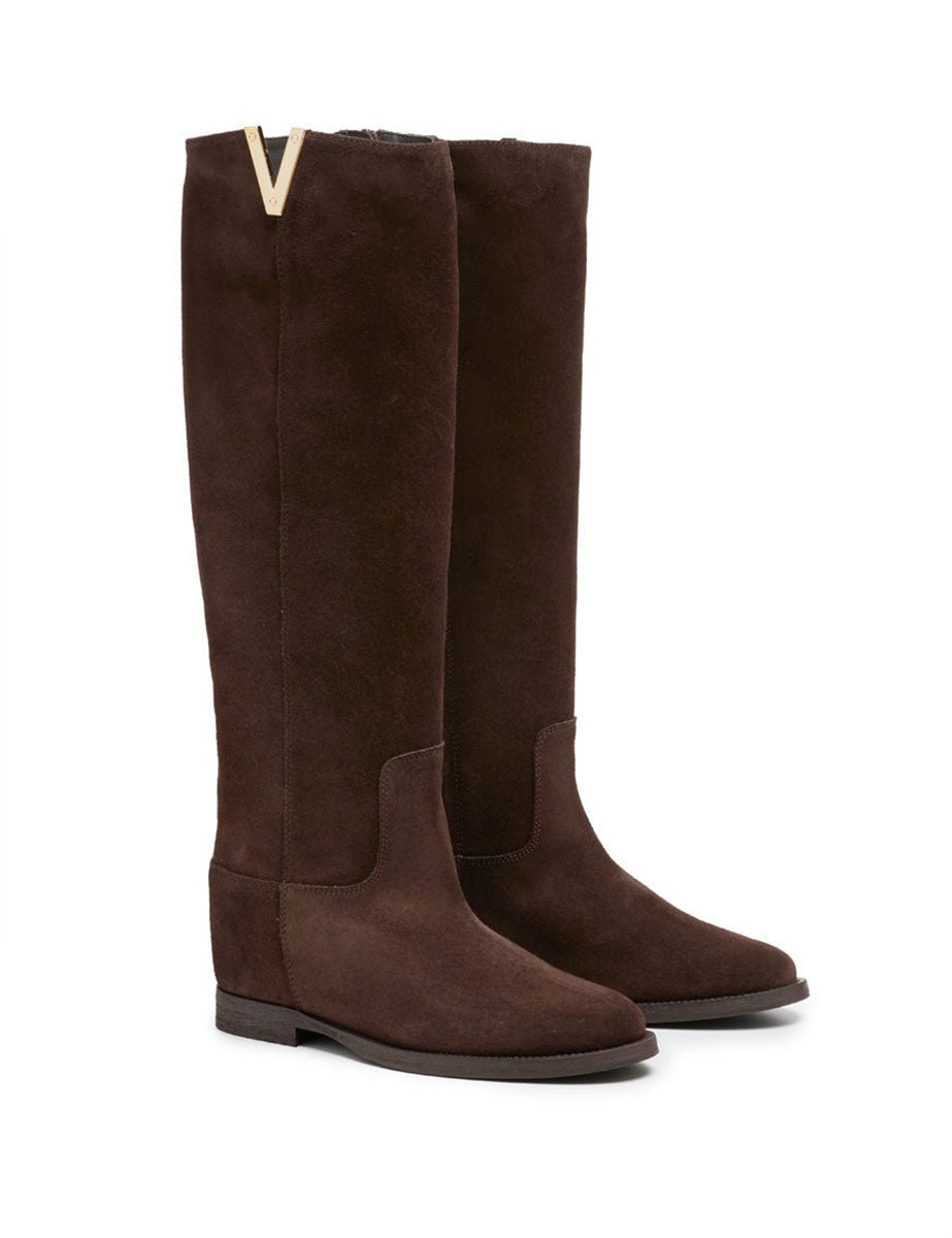stivale camoscio zip moro - viaroma15 - stivale