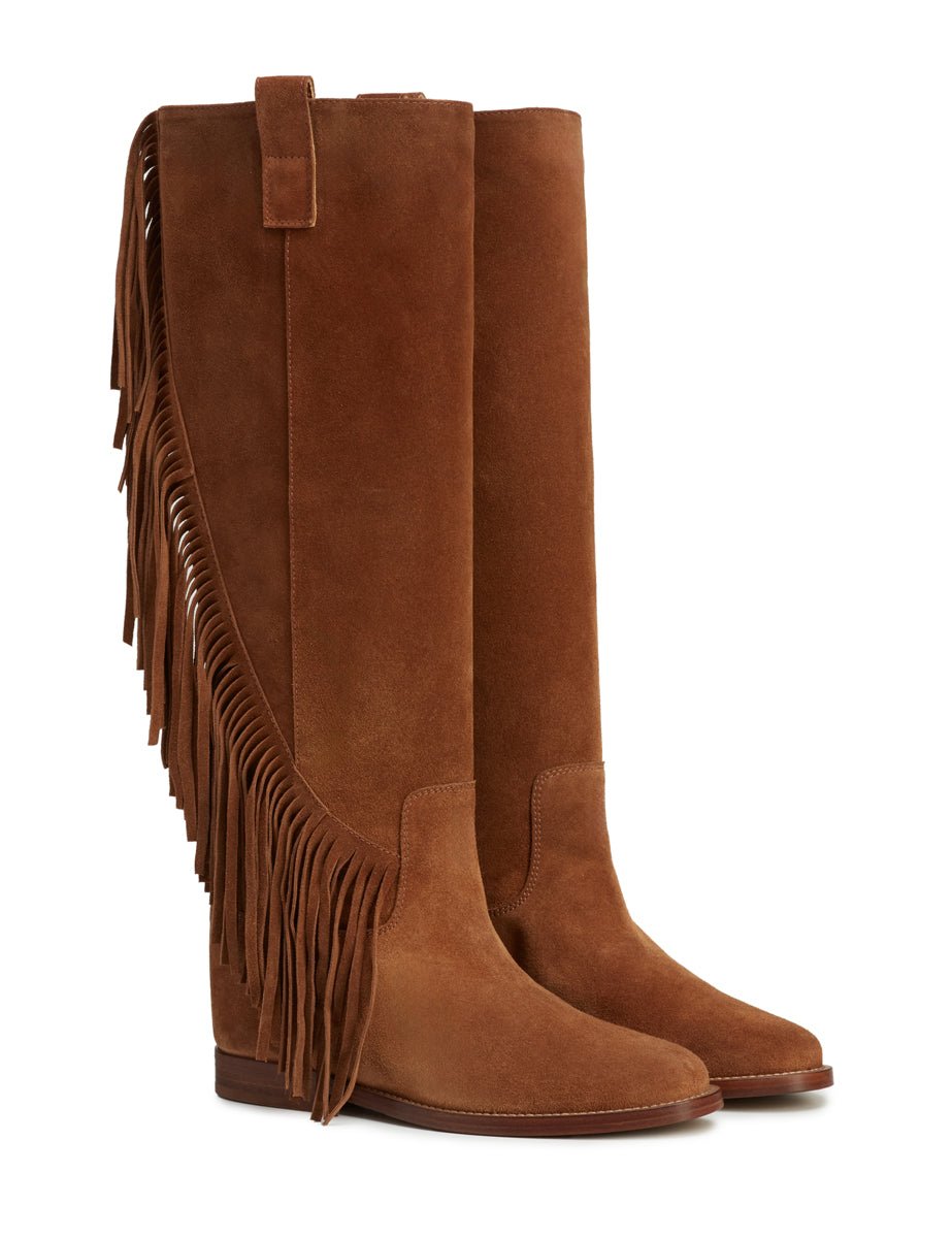 stivale frangia velour martora - viaroma15 - stivale