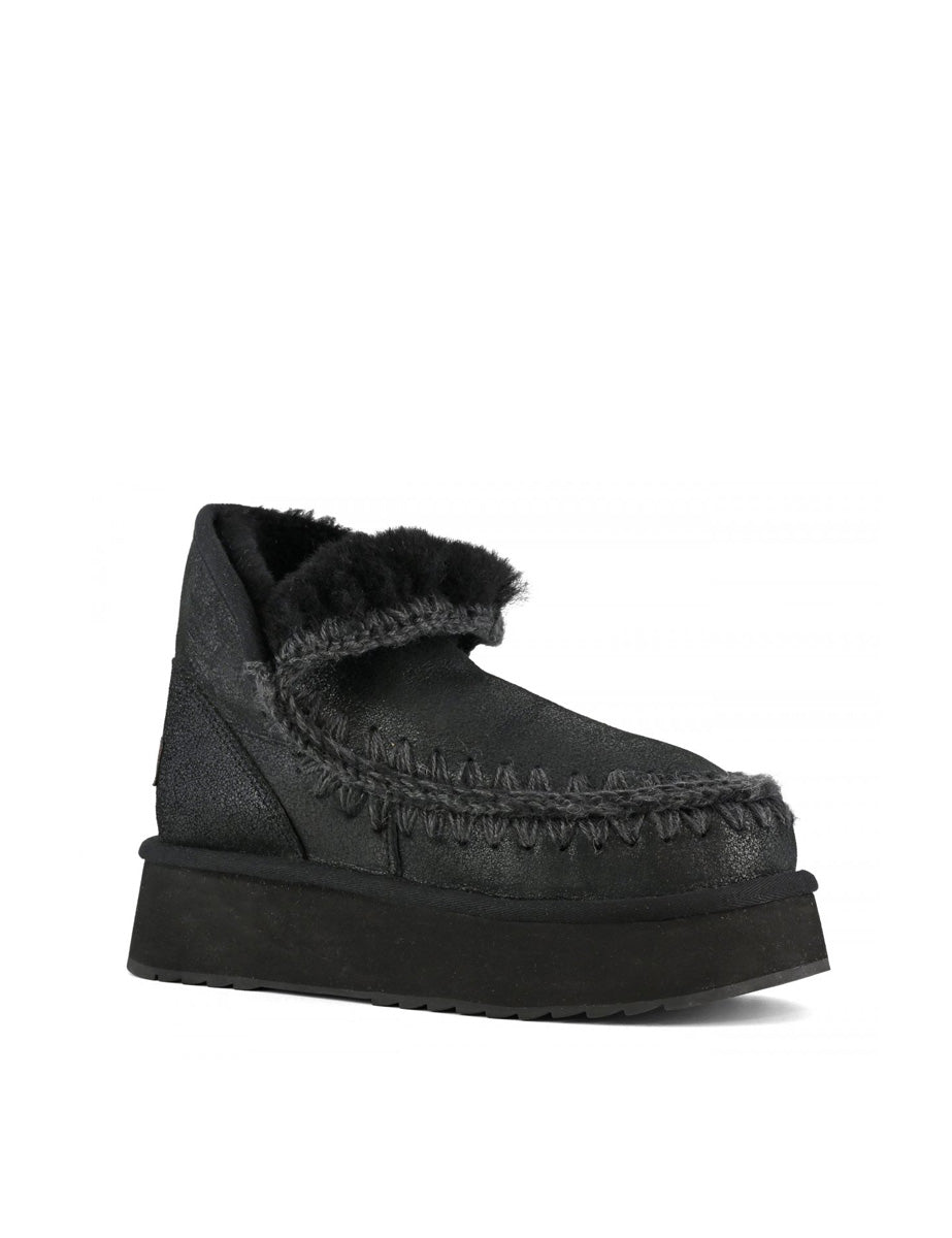 stivaletto eskimo platform cracked black - mou - stivaletto