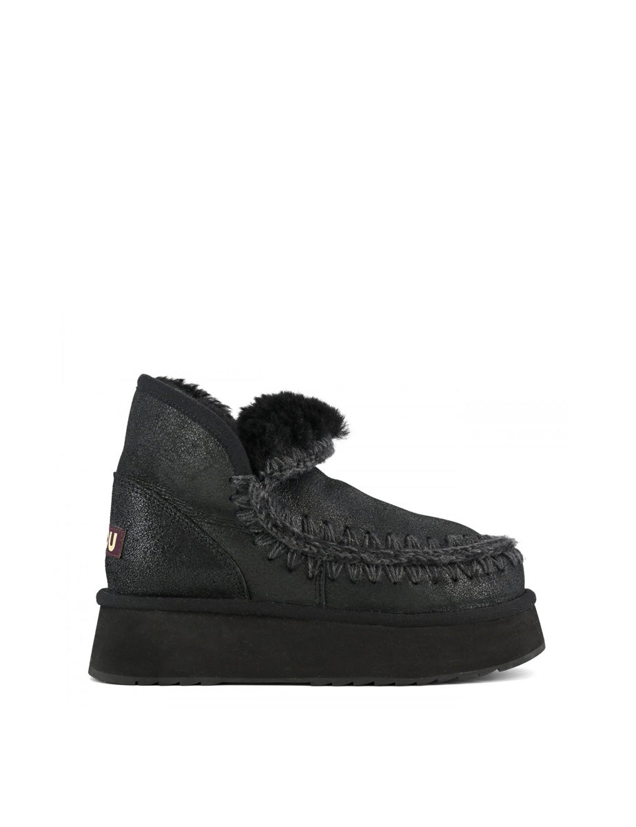 stivaletto eskimo platform cracked black - mou - stivaletto