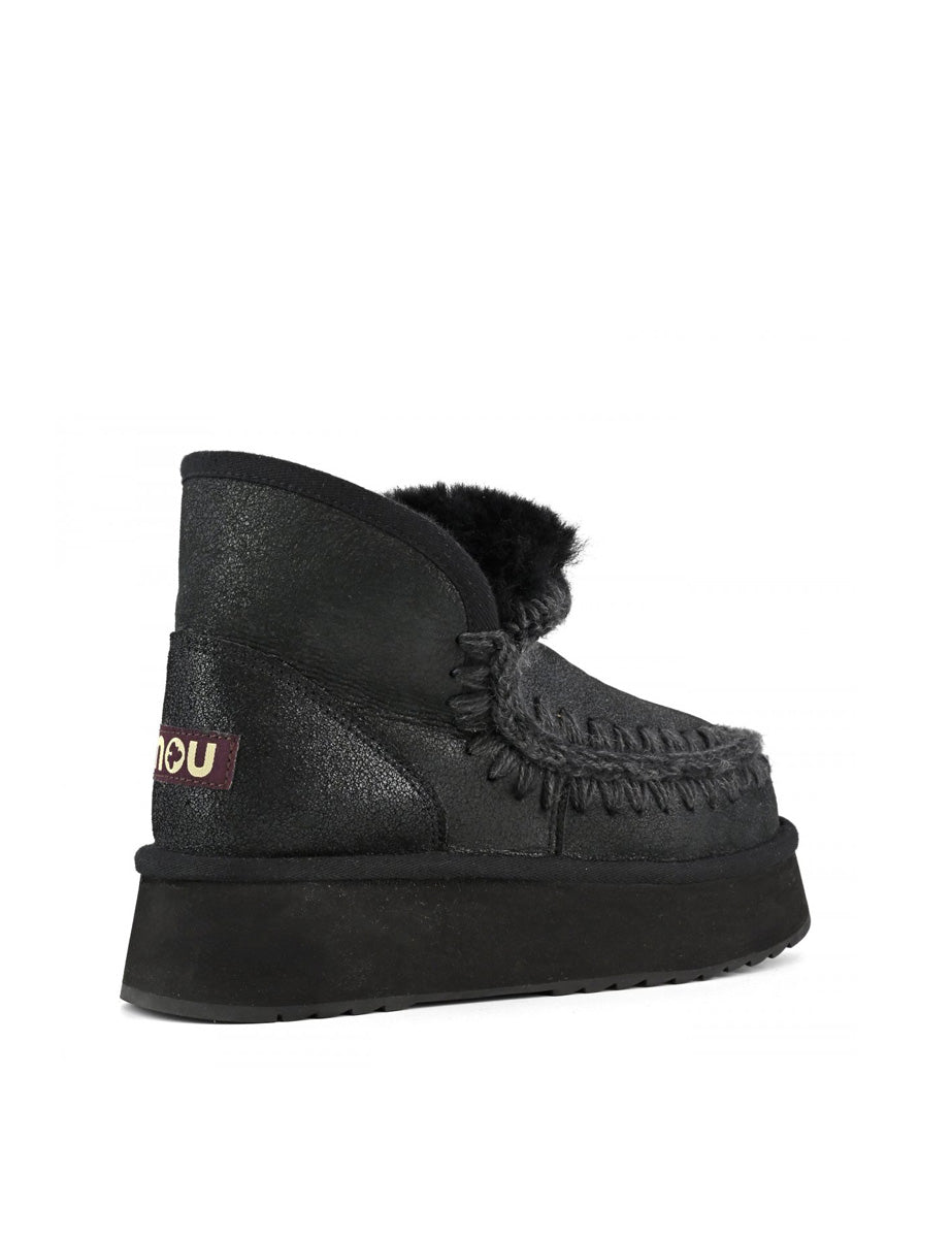 stivaletto eskimo platform cracked black - mou - stivaletto