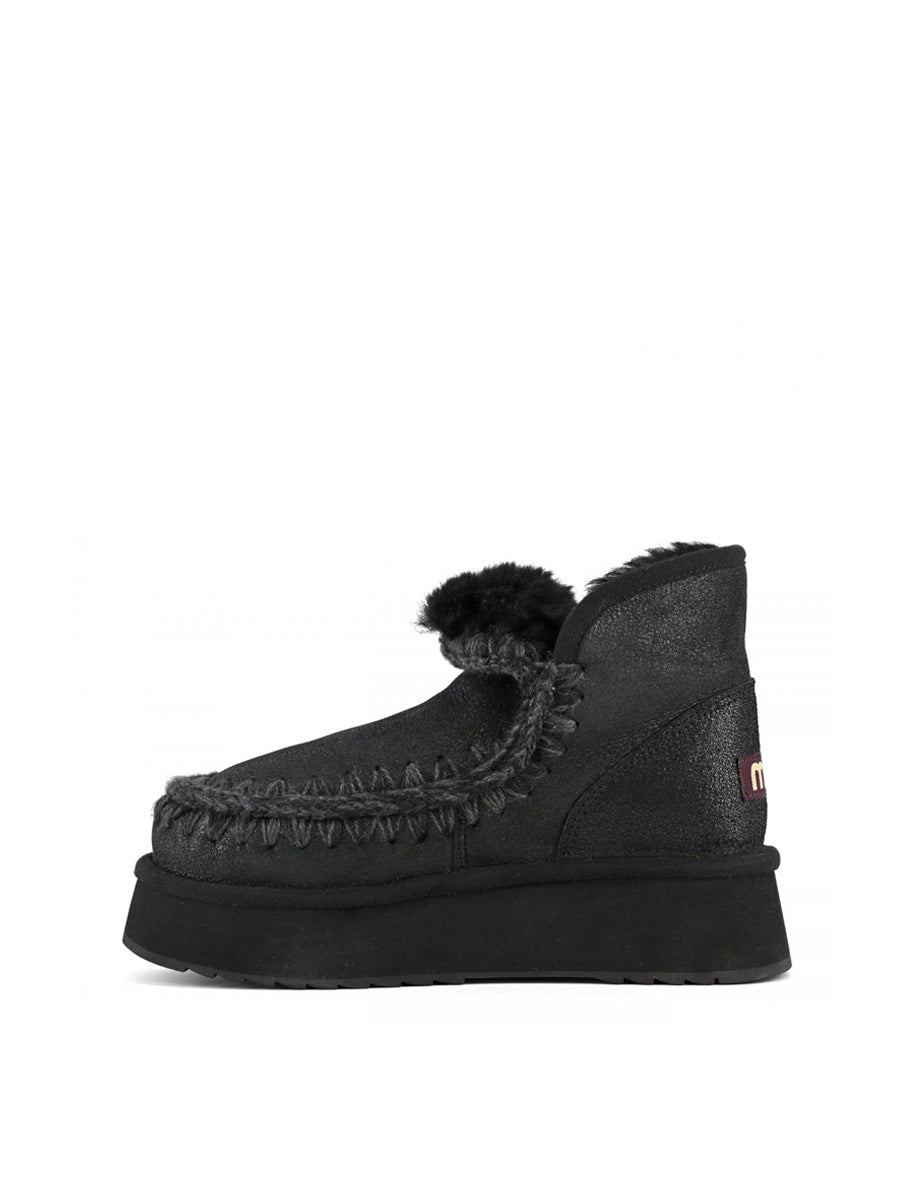 stivaletto eskimo platform cracked black - mou - stivaletto