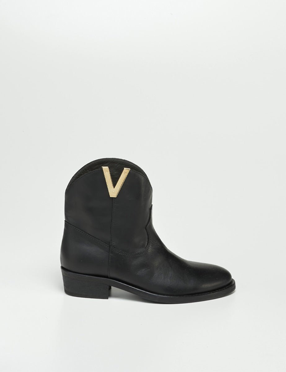stivaletto texano nappa nero - viaroma15 - stivaletto