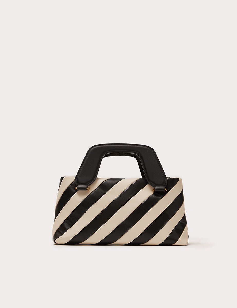 stripe alice tote bag black cream - aim - clutch