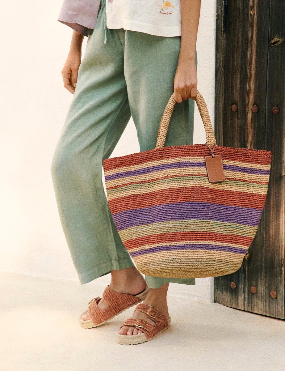 summer bag natural rust tan green - maneb� - shopper