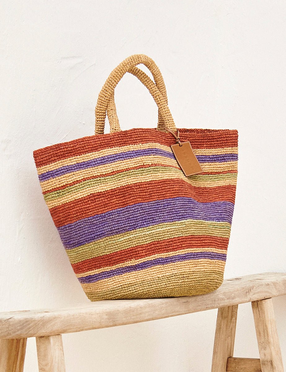 summer bag natural rust tan green - maneb� - shopper