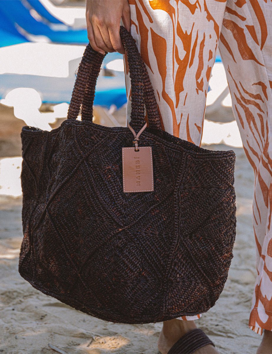 sunset bag large natural chocolate - maneb� - shopper