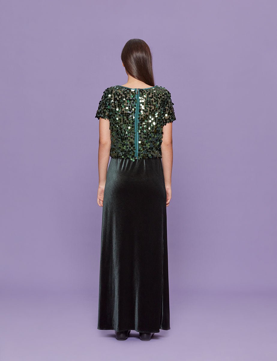 t-shirt paillettes verde - blufrida - t-shirt