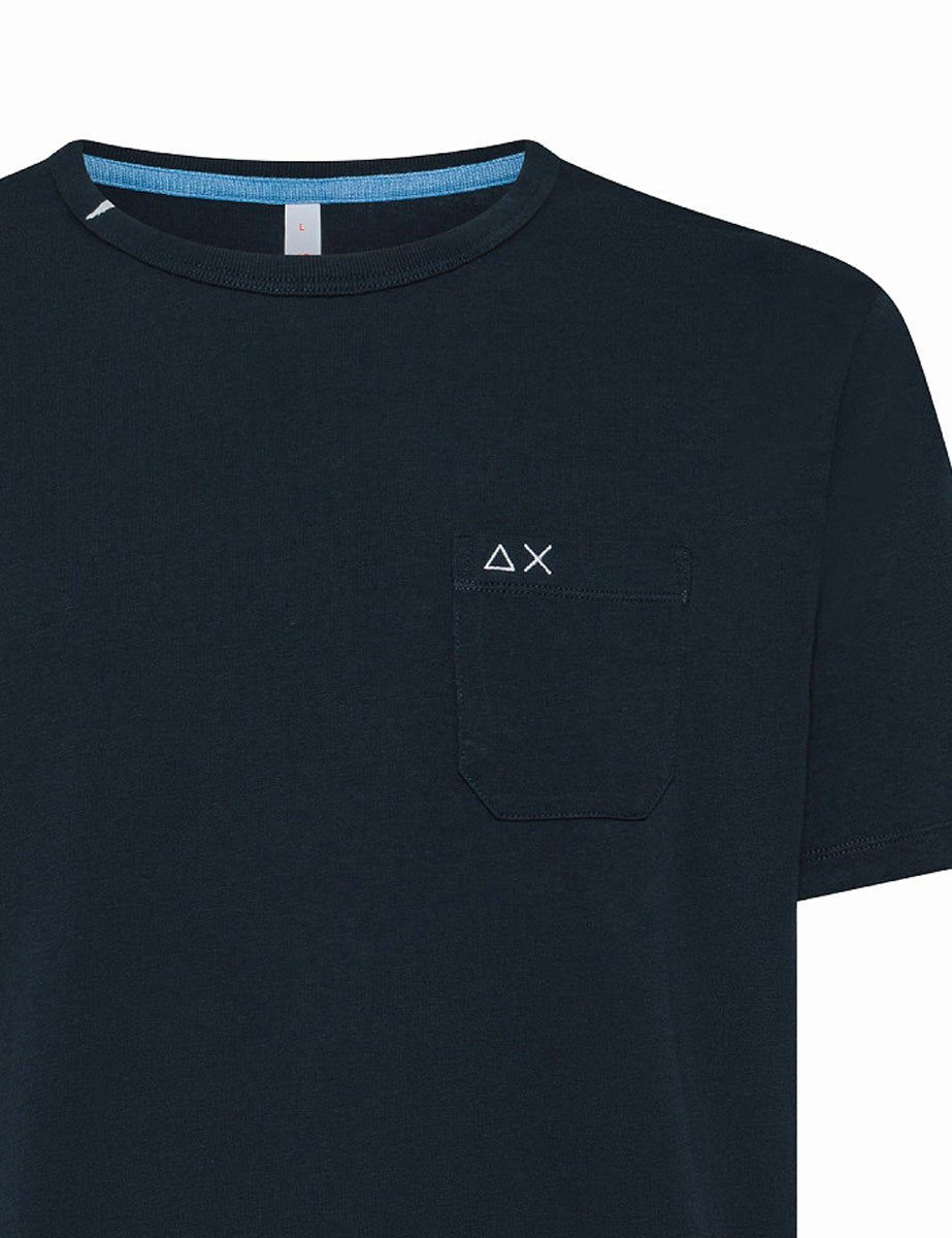 t-shirt taschino cotone blu navy - sun68 - t-shirt