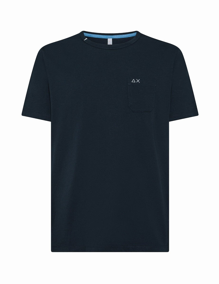 t-shirt taschino cotone blu navy - sun68 - t-shirt