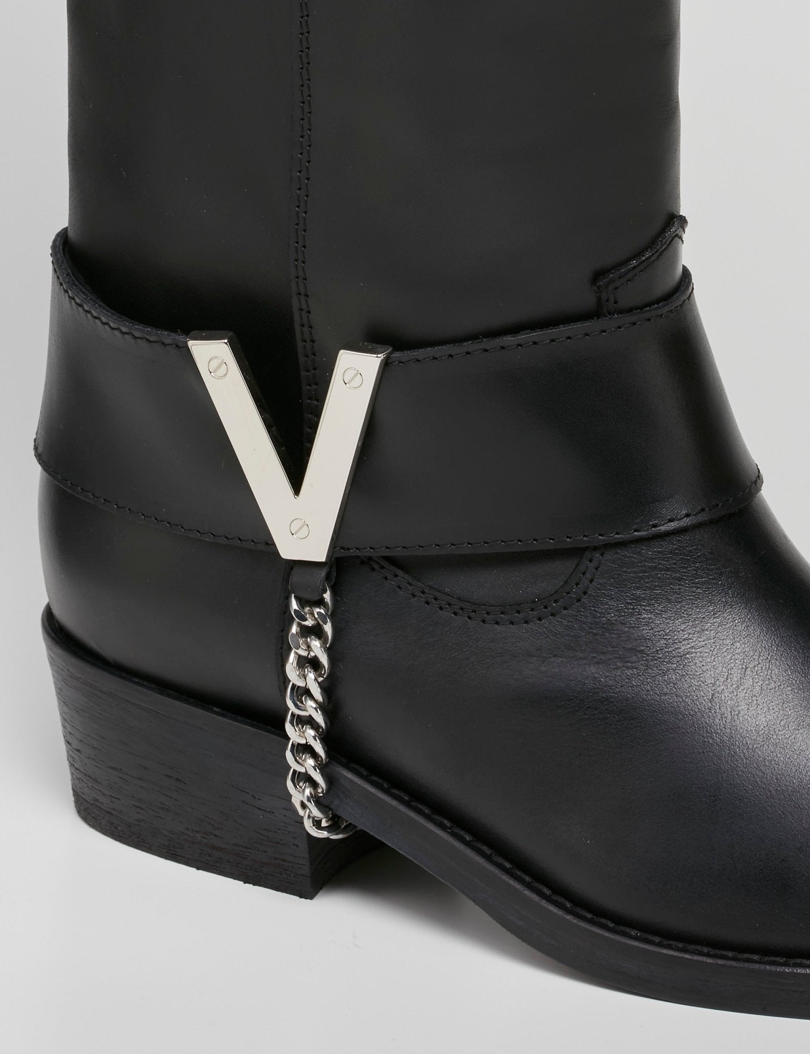 texano alto cinturone "V" nero - viaroma15 - stivale