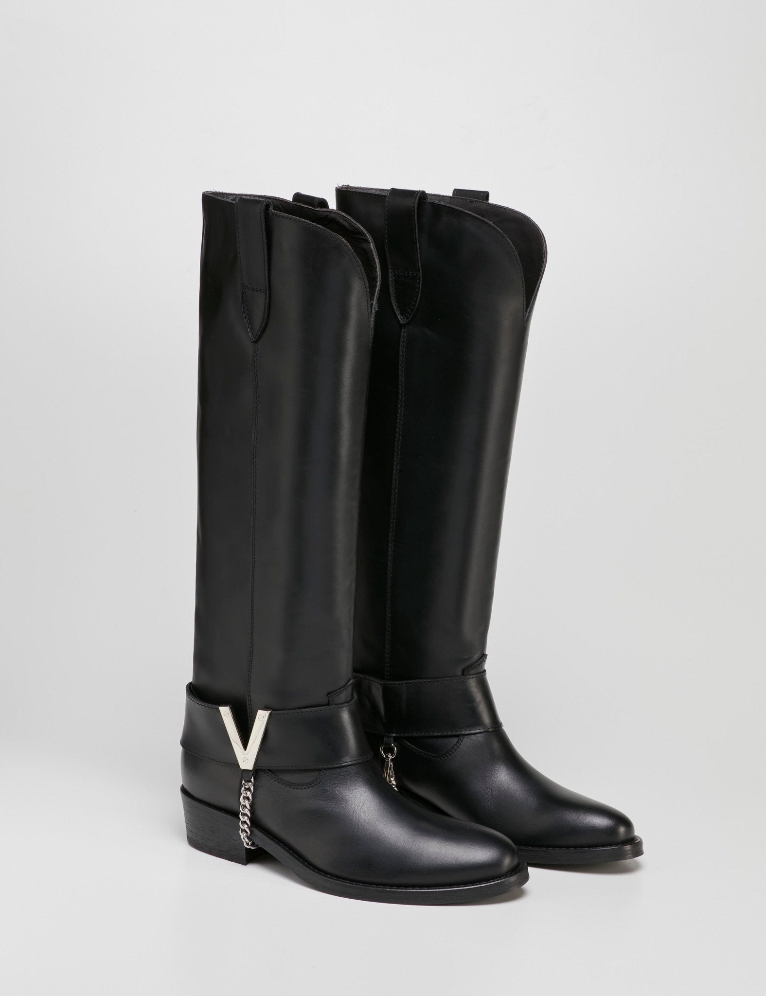 texano alto cinturone "V" nero - viaroma15 - stivale