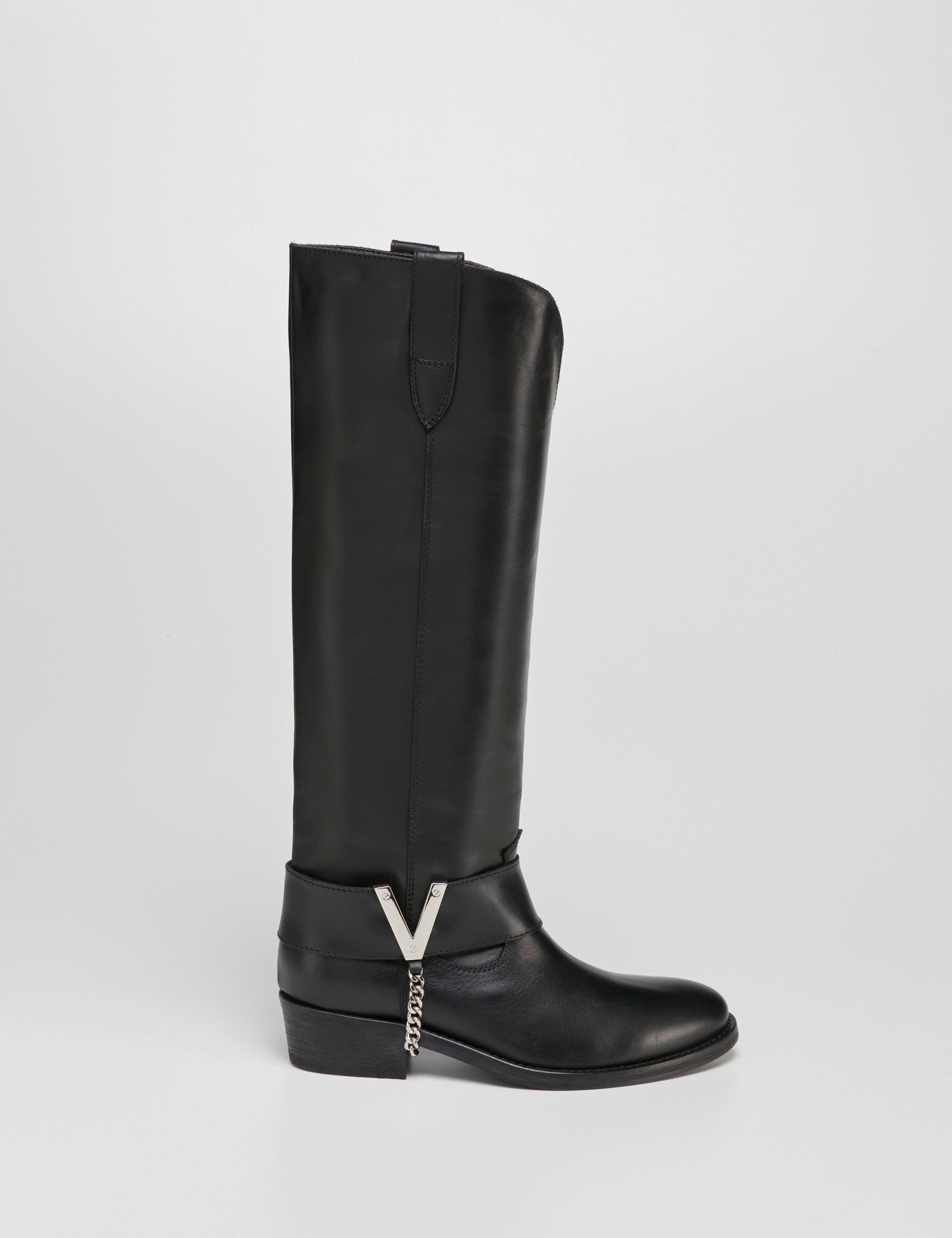 texano alto cinturone "V" nero - viaroma15 - stivale