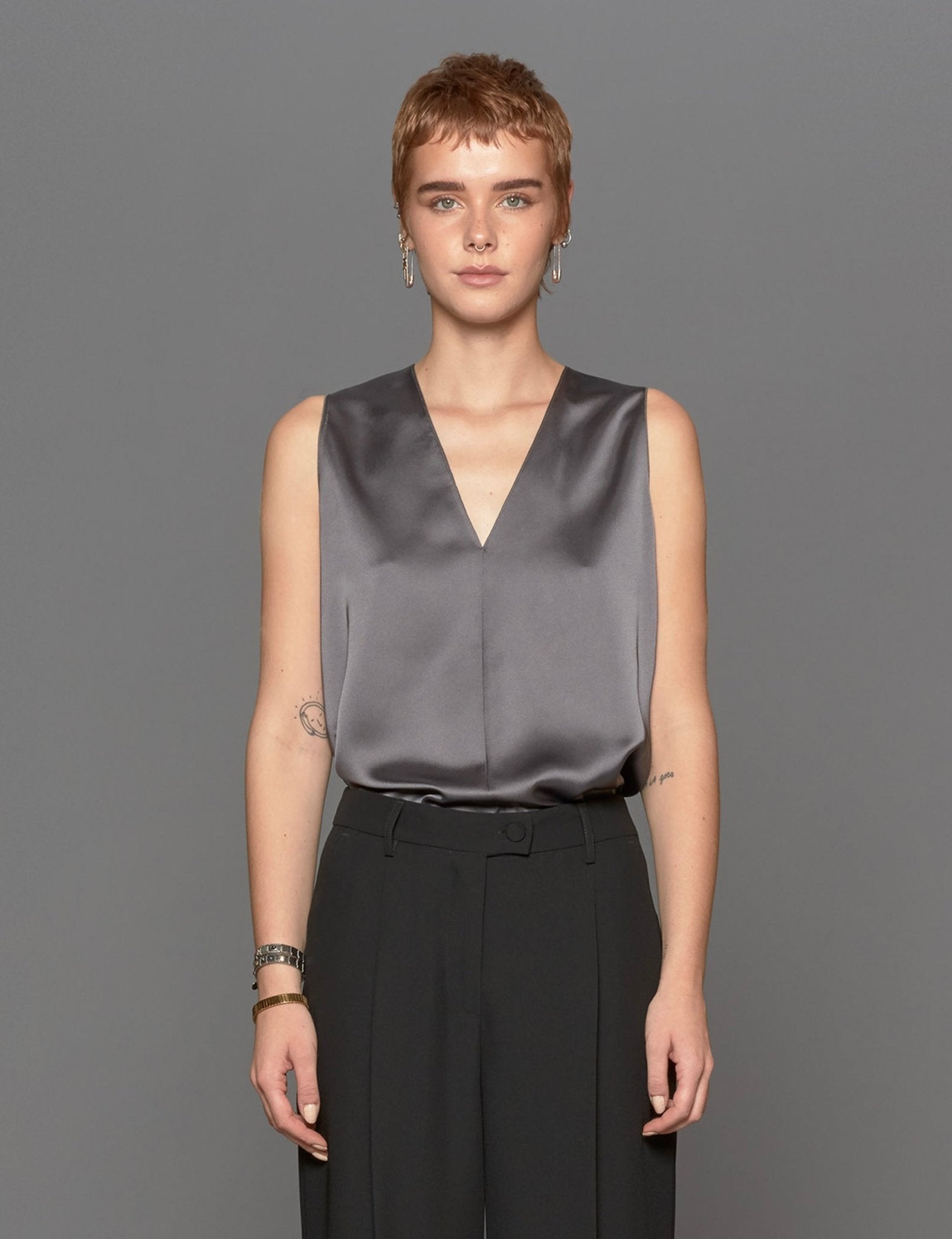 top raso stretch antracite - blufrida - top