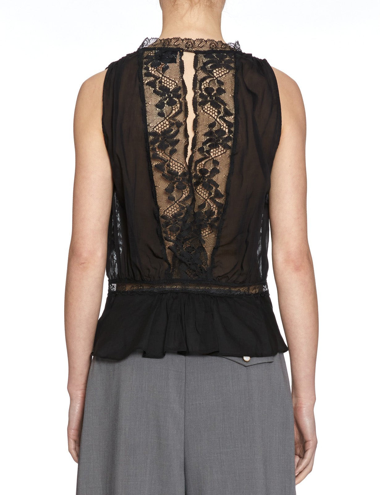 top scollatura voile pizzo nero - forte forte - top
