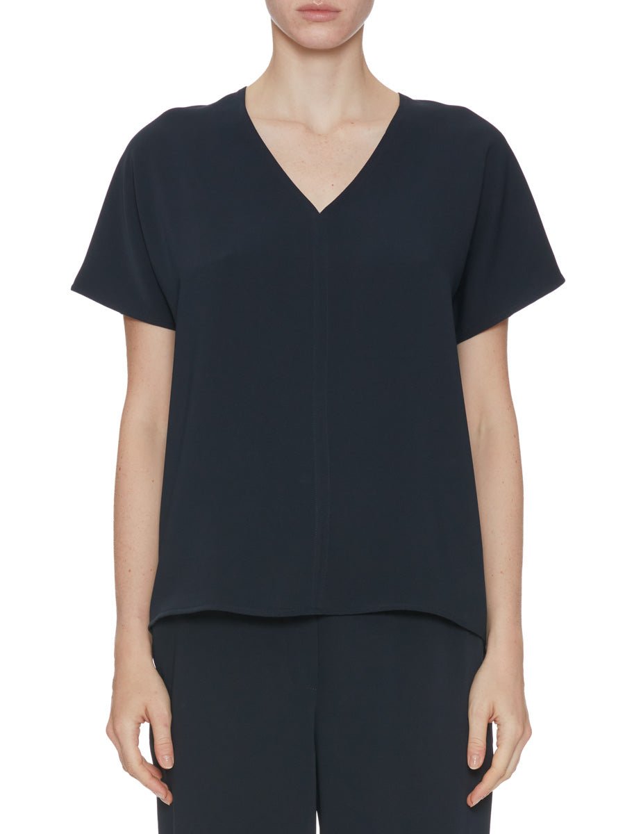 top scollo v cady fluido blu - blufrida - maglia