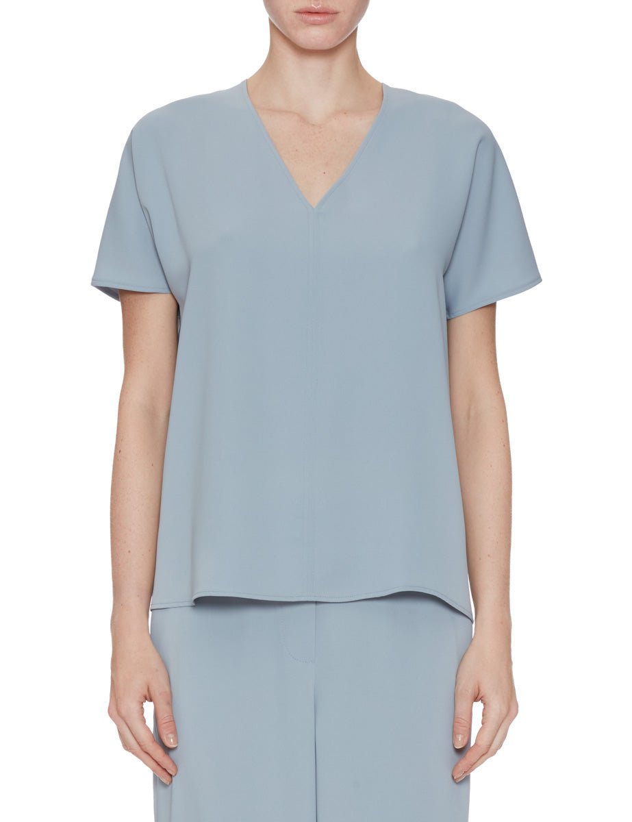top scollo v cady fluido polvere - blufrida - maglia