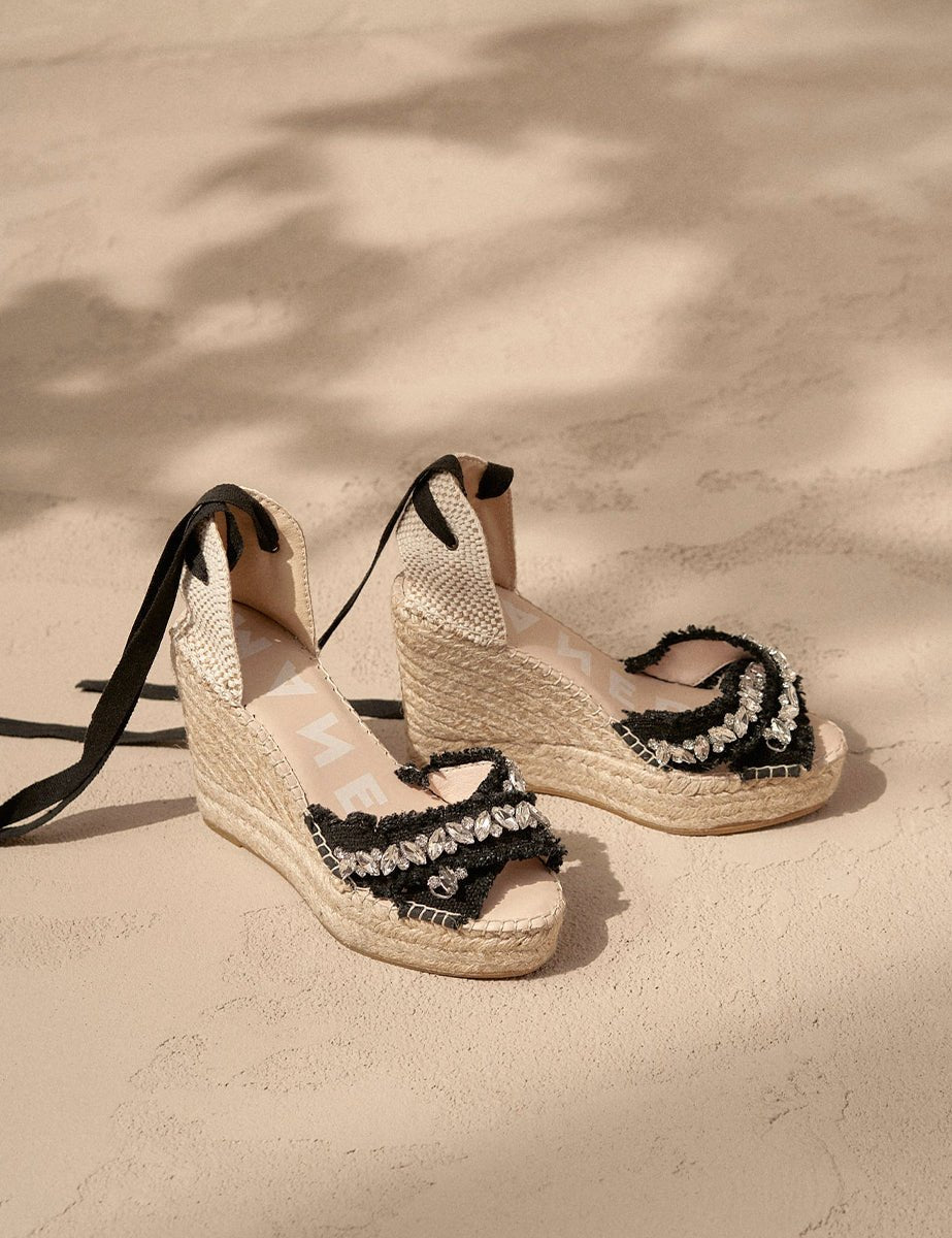 valenciana zeppa crystals black - maneb� - sandalo tacco