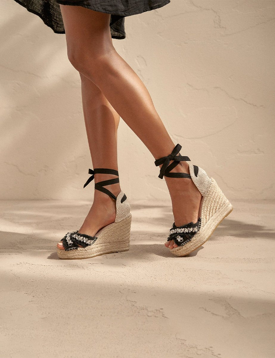 valenciana zeppa crystals black - maneb� - sandalo tacco