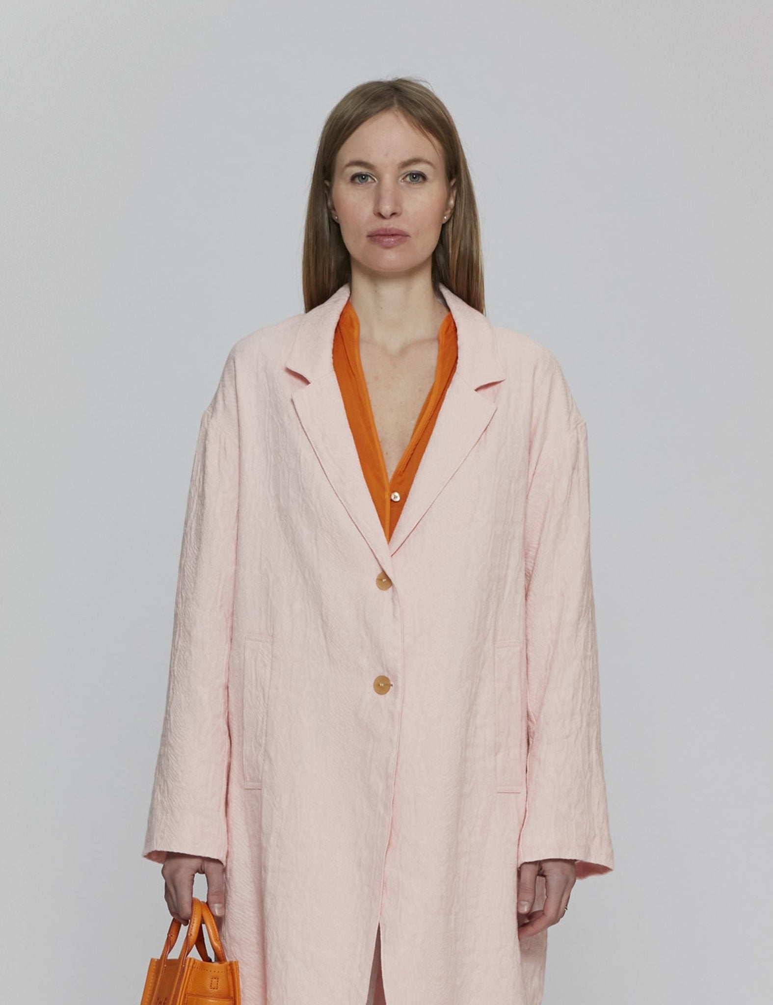cappotto crepe jacquard rosa - forte forte - cappotto