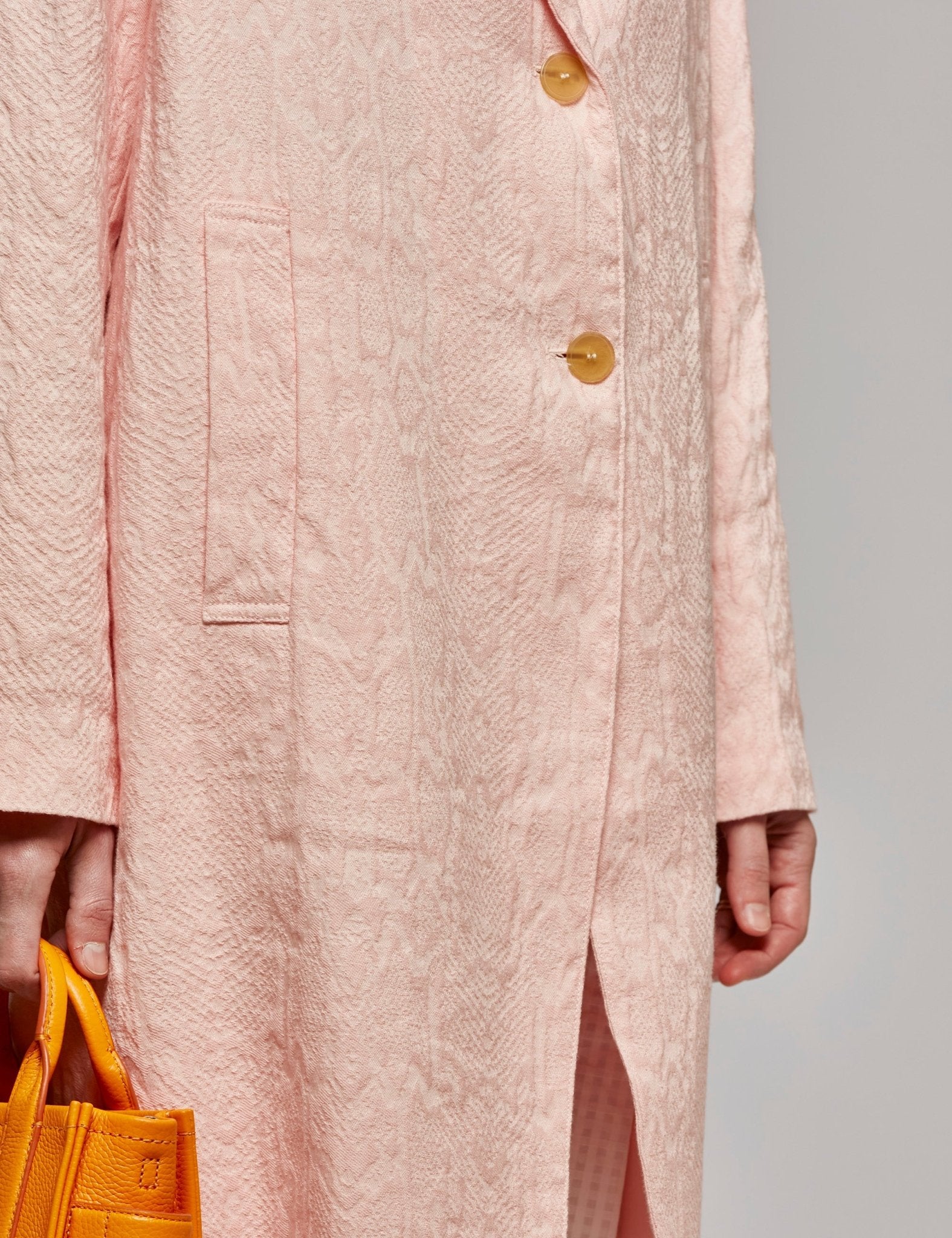 cappotto crepe jacquard rosa - forte forte - cappotto