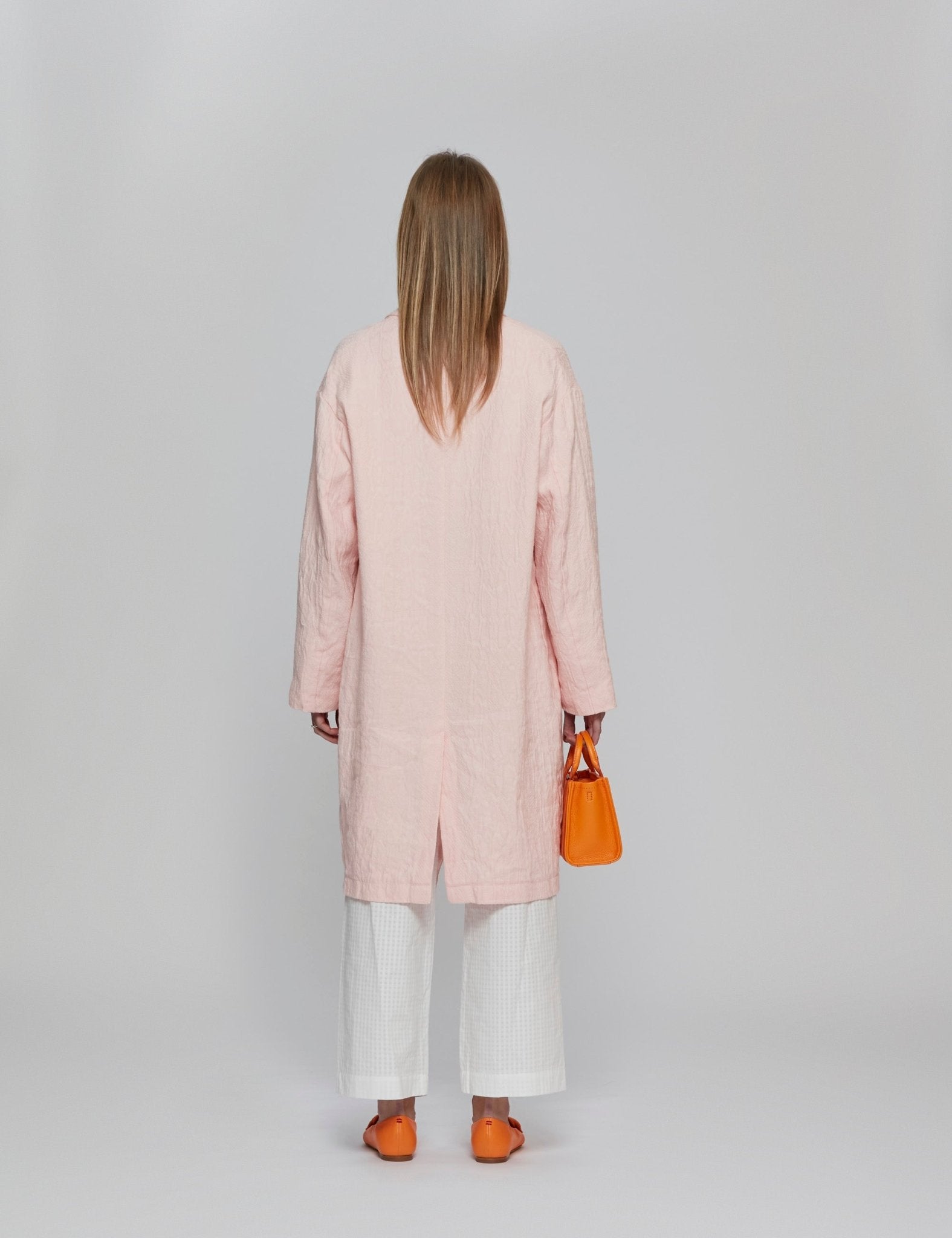 cappotto crepe jacquard rosa - forte forte - cappotto