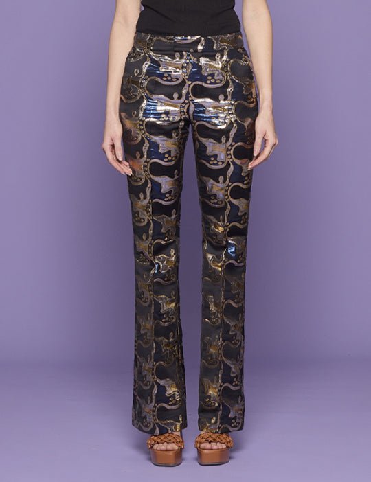 pantalone jacquard blu - la double j - pantalone