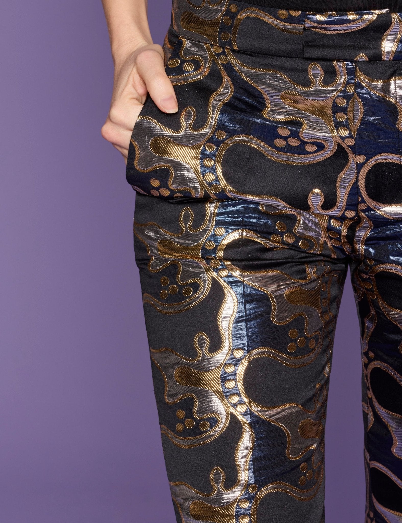 pantalone jacquard blu - la double j - pantalone