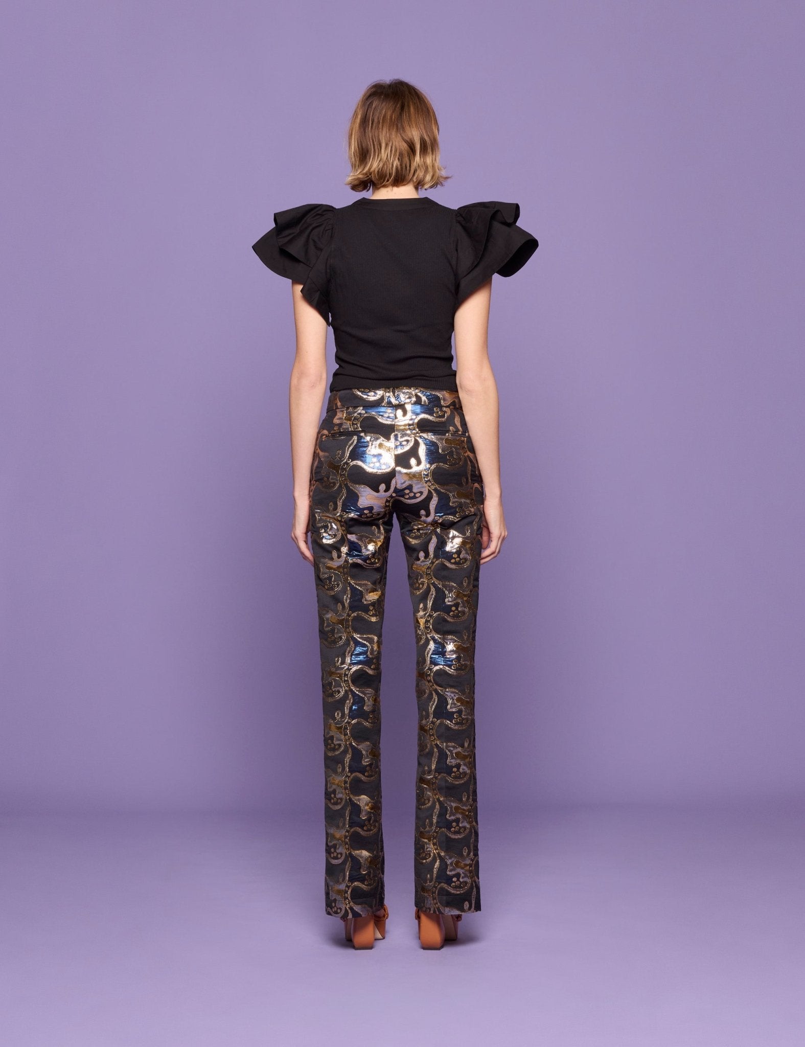 pantalone jacquard blu - la double j - pantalone