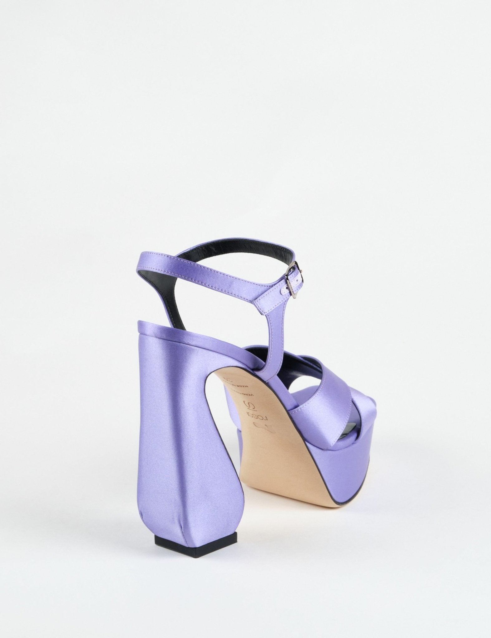 sandalo cinturino crepe satin viola - si rossi - sandalo tacco