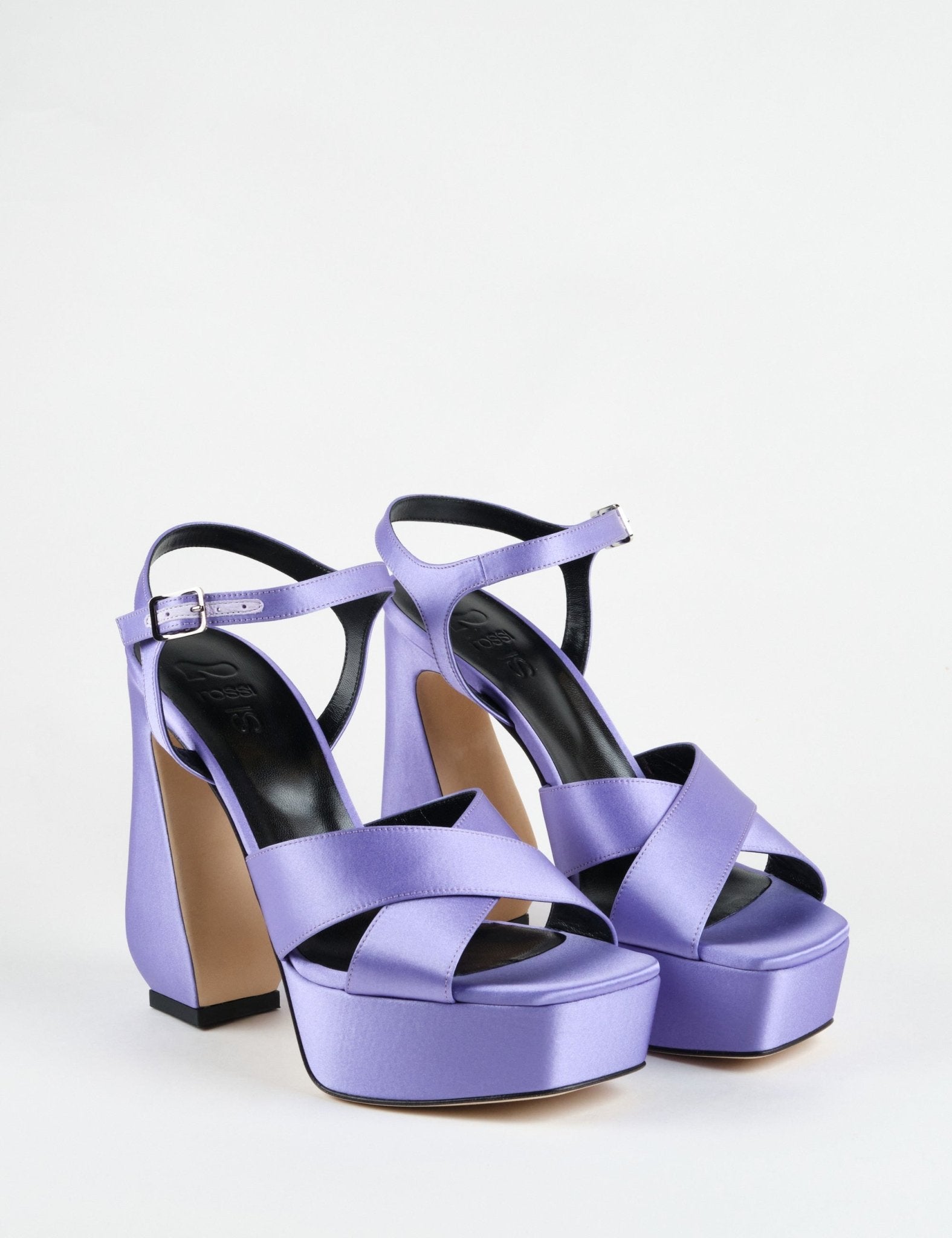 sandalo cinturino crepe satin viola - si rossi - sandalo tacco