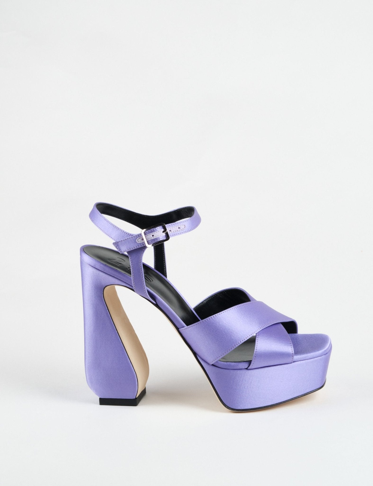 sandalo cinturino crepe satin viola - si rossi - sandalo tacco