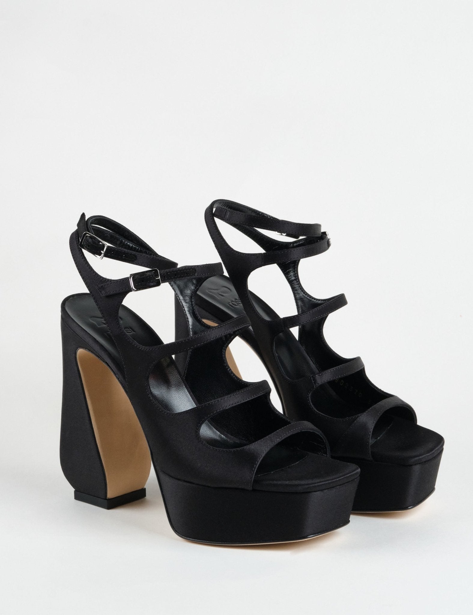 sandalo cinturino satin nero - si rossi - sandalo tacco